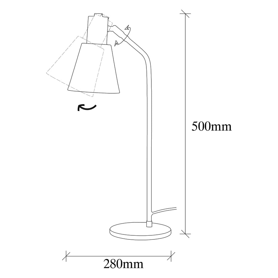 Konik Tekli Metal Masa Lambası - Altin