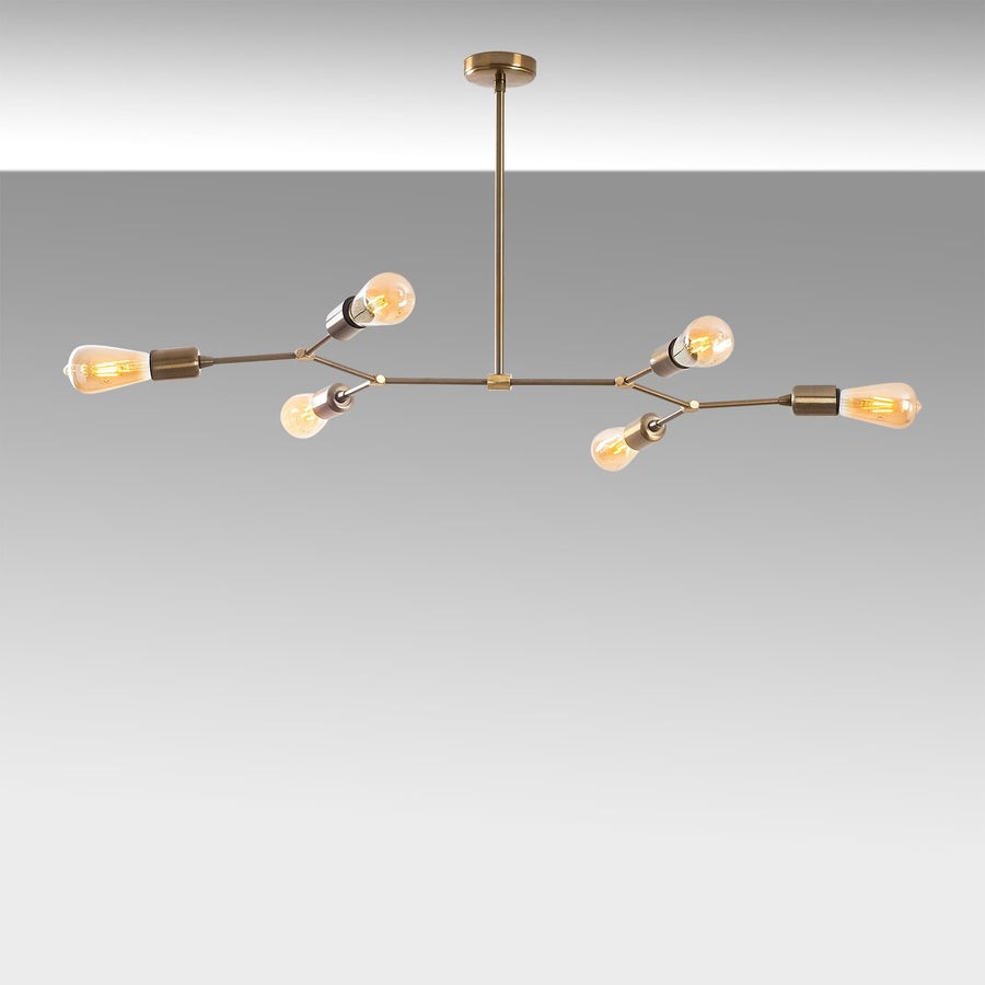 Sputnik 6'lı Metal Avize Eskitme - Altin