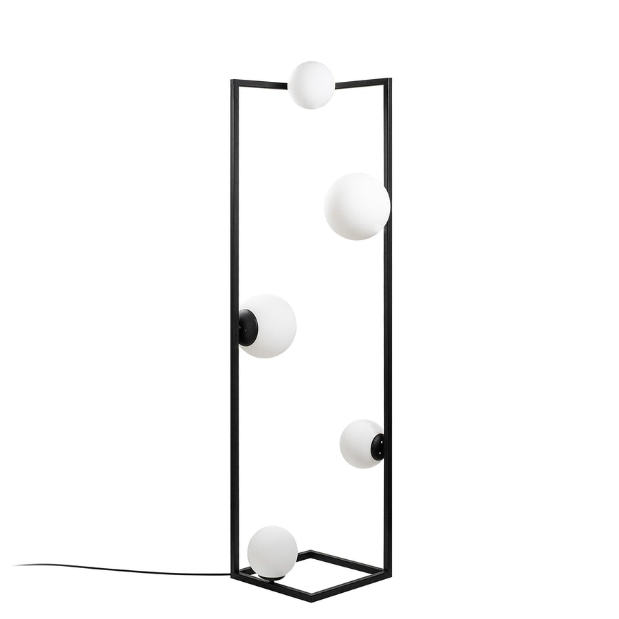 Küre Camlı 5'li Lambader Metal - Siyah