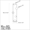 Küre Camlı 5'li Lambader Metal - Siyah