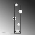 Küre Camlı 5'li Lambader Metal - Siyah