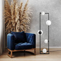Küre Camlı 5'li Lambader Metal - Siyah