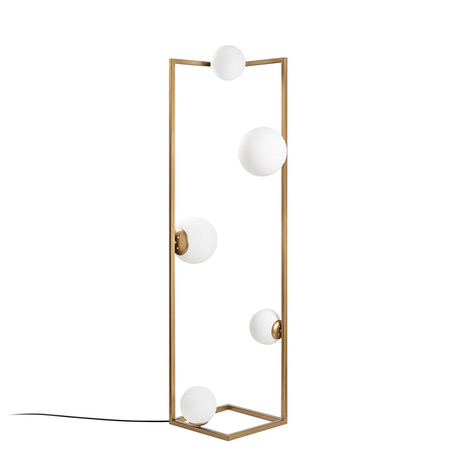 Küre Camlı 5'li Lambader Metal - Altın