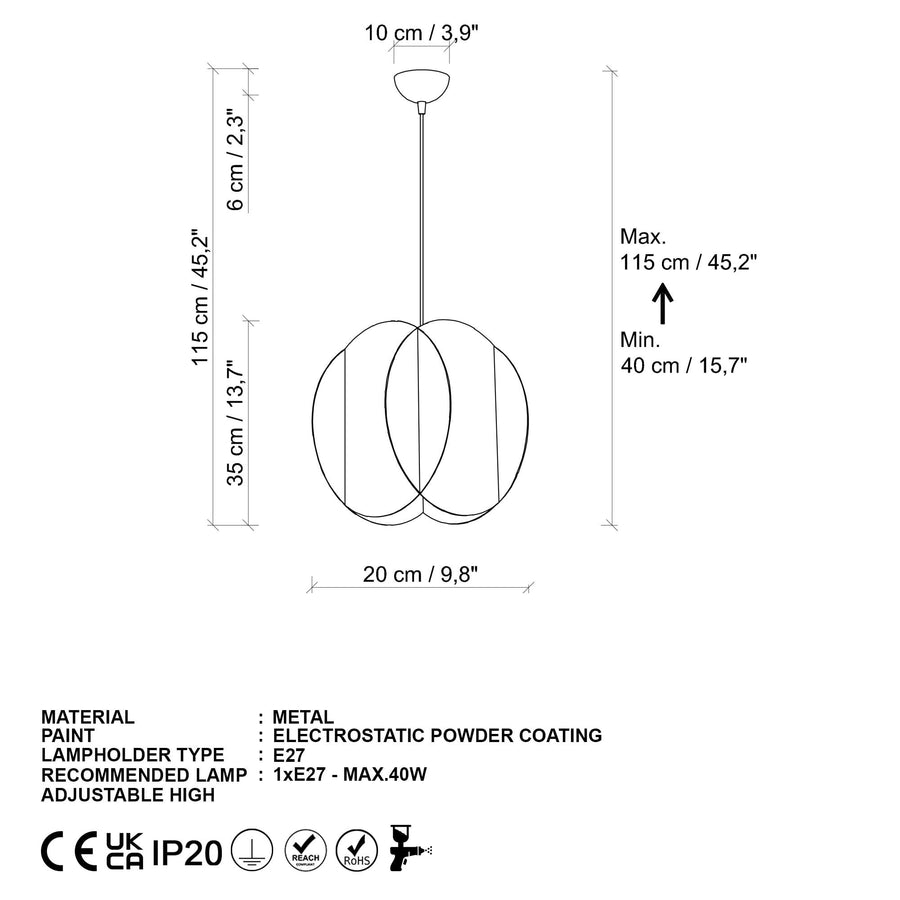 Oval Metal Tekli Sarkıt - Altın