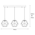 Geometrik Kafes 3'lü Sıralı Metal Sarkıt - Siyah