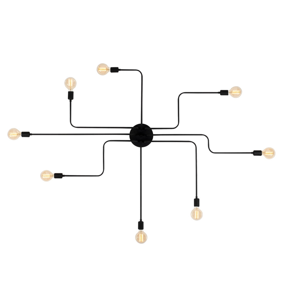 Rustik 8'li Spider Metal Plafonyer - Siyah