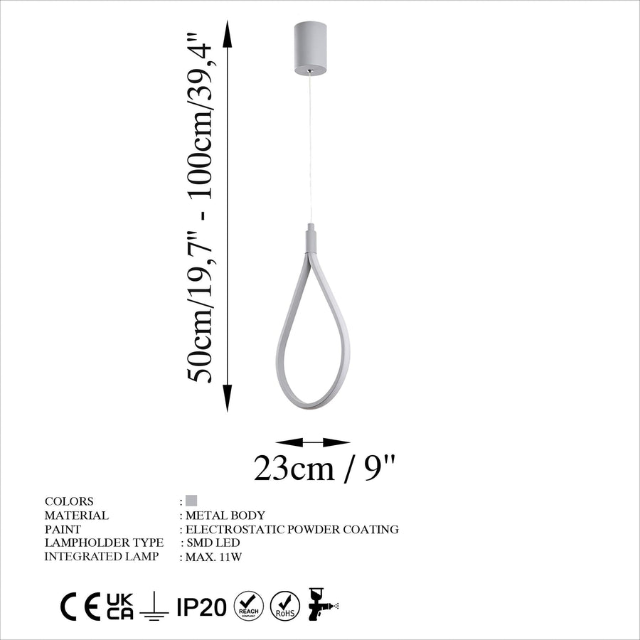 Damla Metal LED Tekli Sarkıt - Beyaz