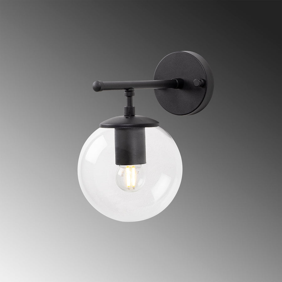 Küre Camlı Tekli Metal Aplik - Siyah