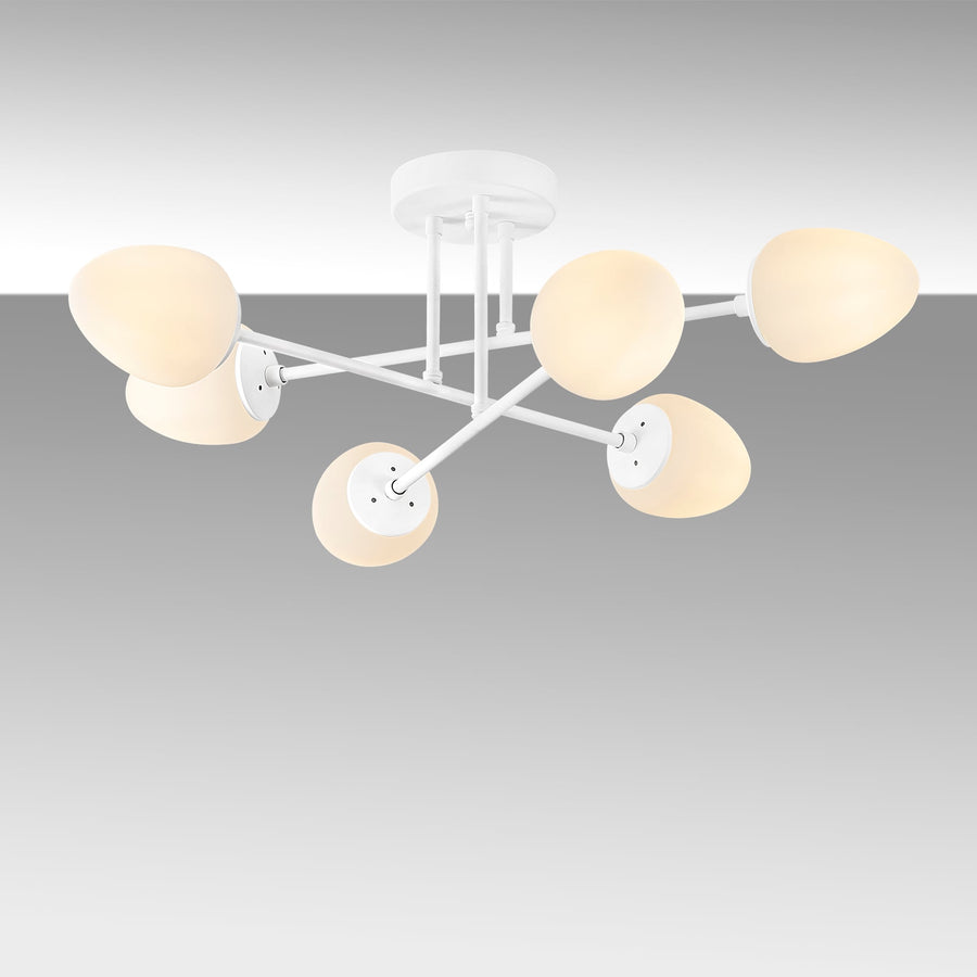 Camlı 6'lı Plafonyer Modern - Beyaz