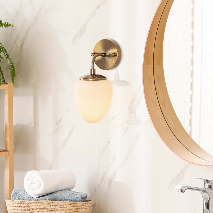 Camlı Oval Tekli Metal Aplik - Altın