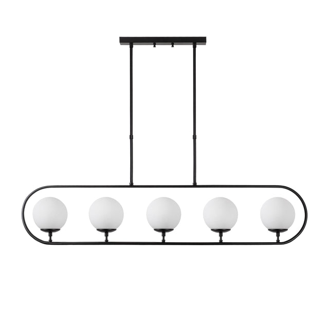 Küre Cam 5'li Oval Avize - Siyah