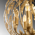 Yaprak Küre 5'li Avize Metal Kafes - Altin