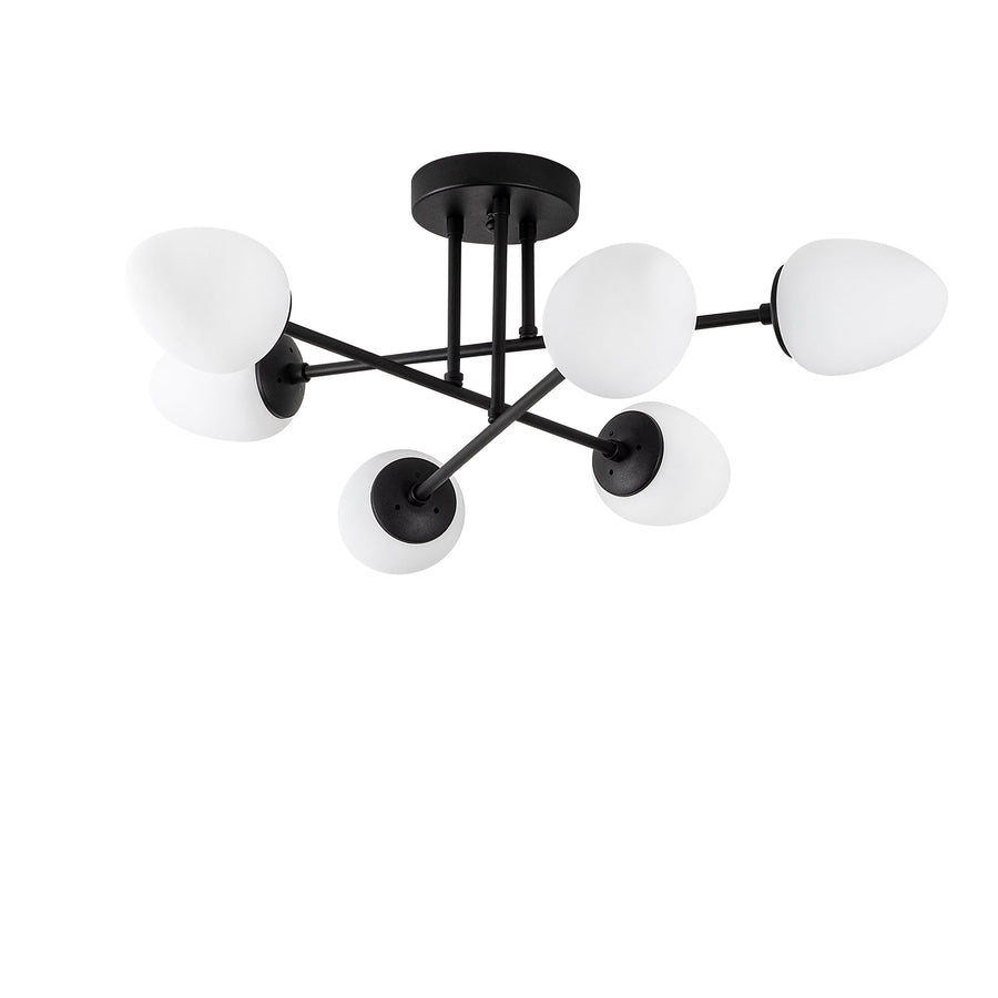 Camlı 6'lı Plafonyer Modern - Siyah