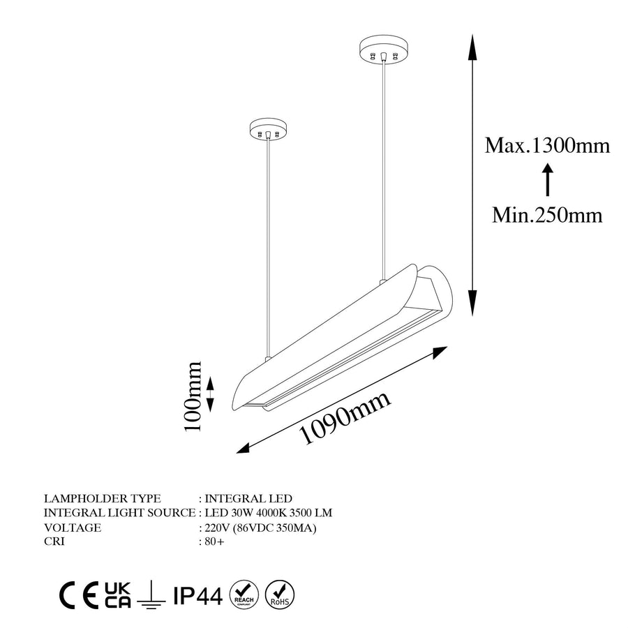 LED Linear Metal Sarkıt - Siyah