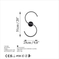 S Form LED Tekli Aplik Metal - Siyah