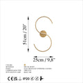 S Form LED Tekli Aplik Metal - Altin