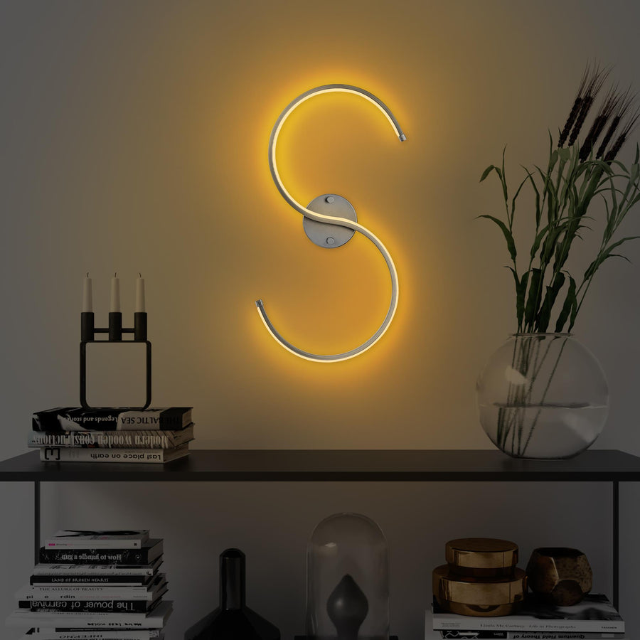 S Form LED Tekli Aplik Metal - Gumus