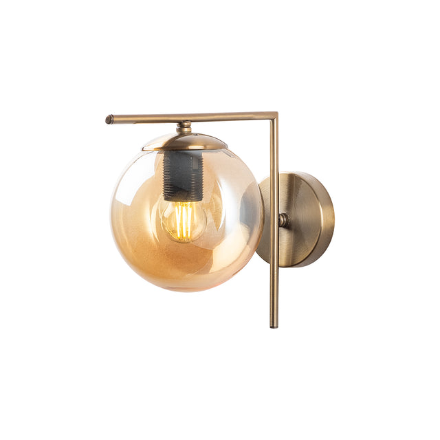 Küresel Tekli Aplik Metal Amber Camlı - Altın
