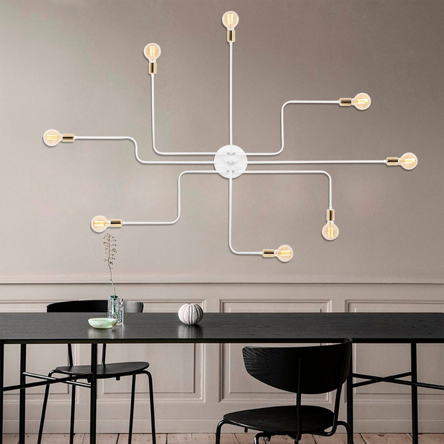 Rustik 8'li Spider Metal Plafonyer - Beyaz