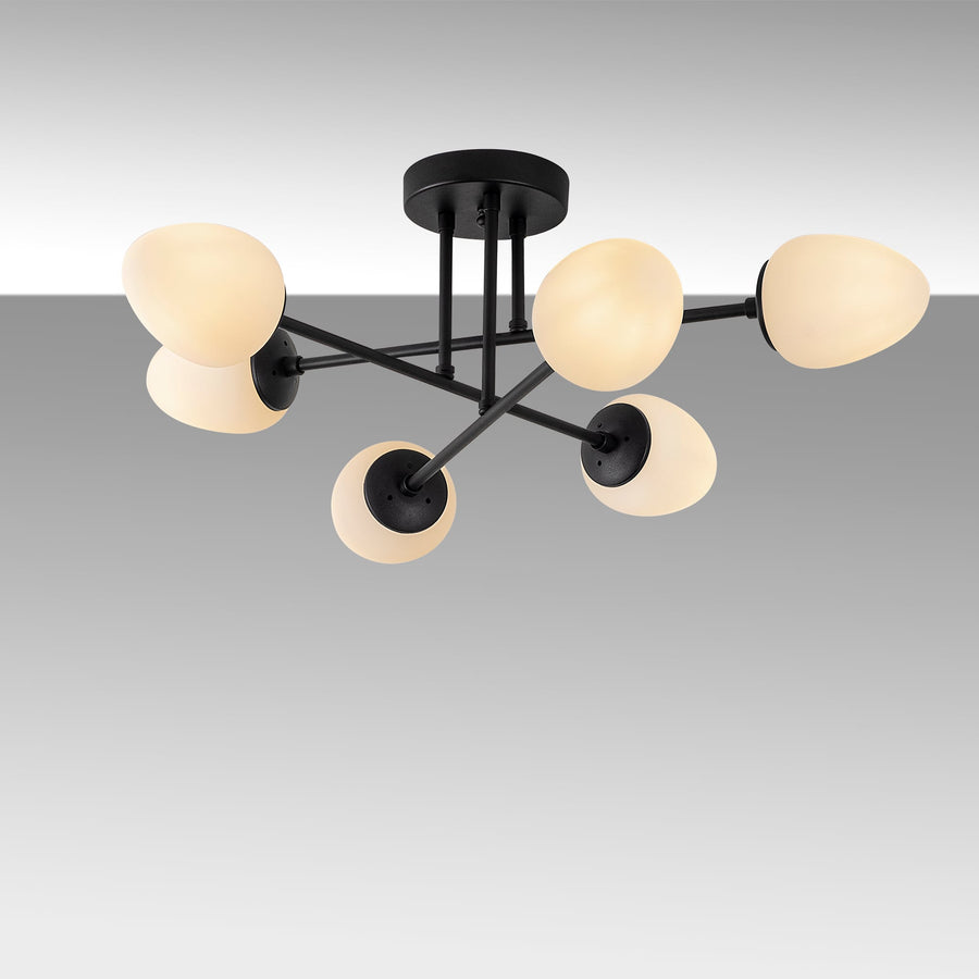 Camlı 6'lı Plafonyer Modern - Siyah