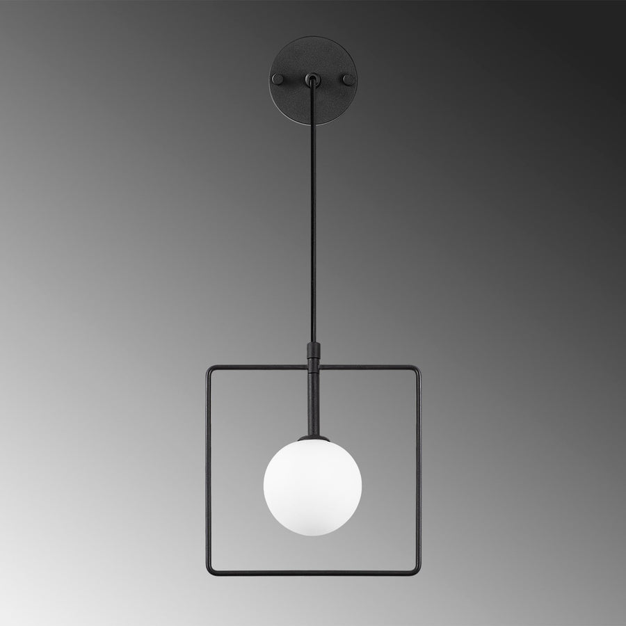 Geometrik Kare Cam Tekli Aplik - Siyah