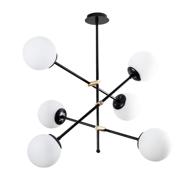 Sputnik 6'lı Cam Küre Avize - Siyah