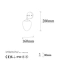 Camlı Oval Tekli Metal Aplik - Siyah