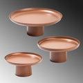 3'lu Set Metal Ayakli Sunum Tepsisi - Bakir