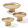 3'lu Set Metal Ayakli Sunum Tepsisi - Altin