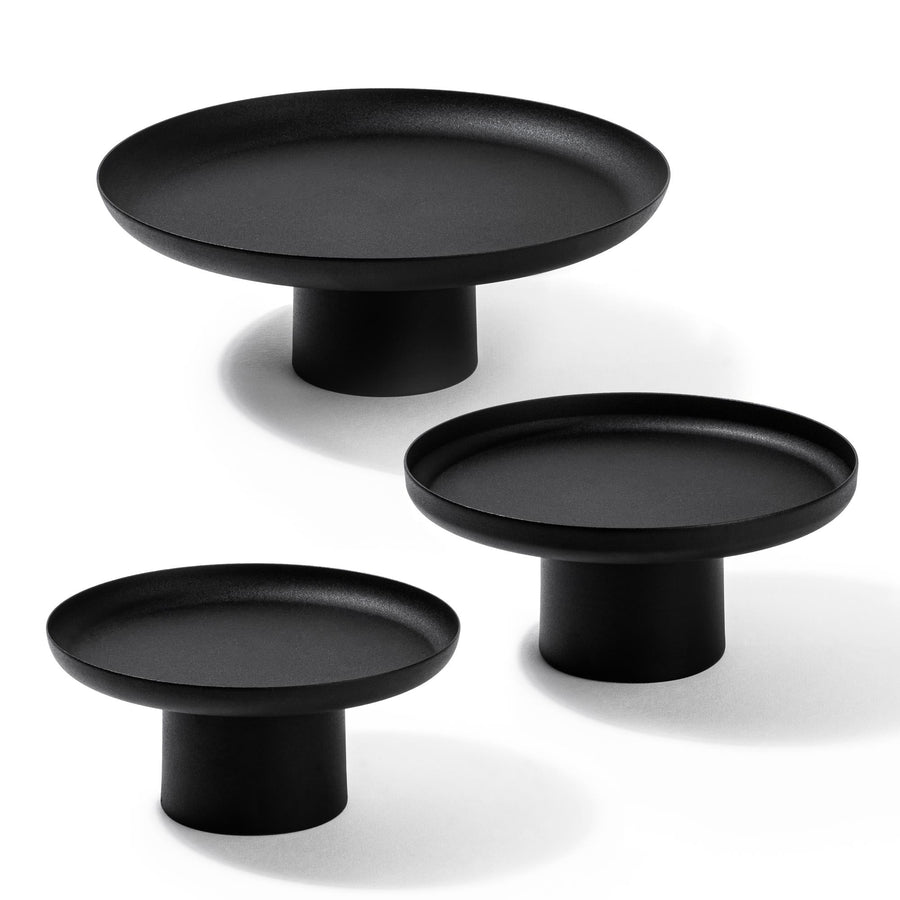 3'lu Set Metal Ayakli Sunum Tepsisi - Siyah