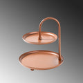 2 Katli Yuvarlak Metal Taki Standi - Bakir