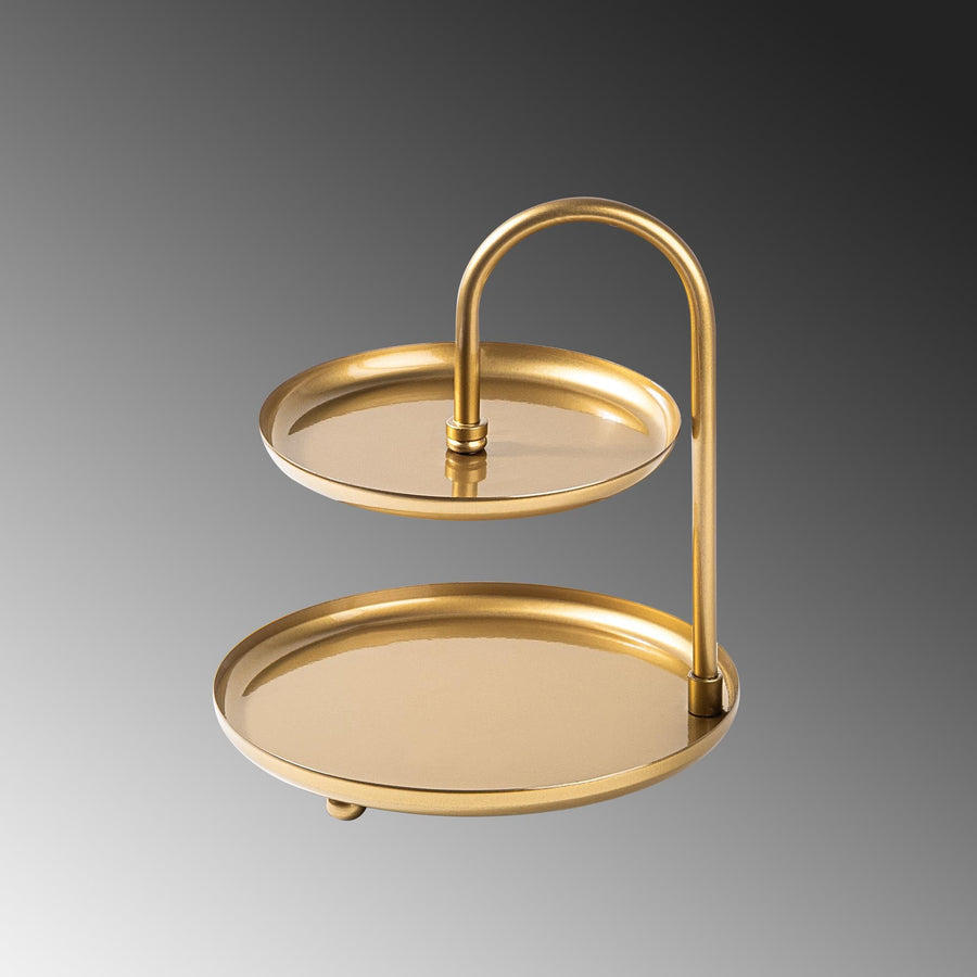 2 Katli Yuvarlak Metal Taki Standi - Altin