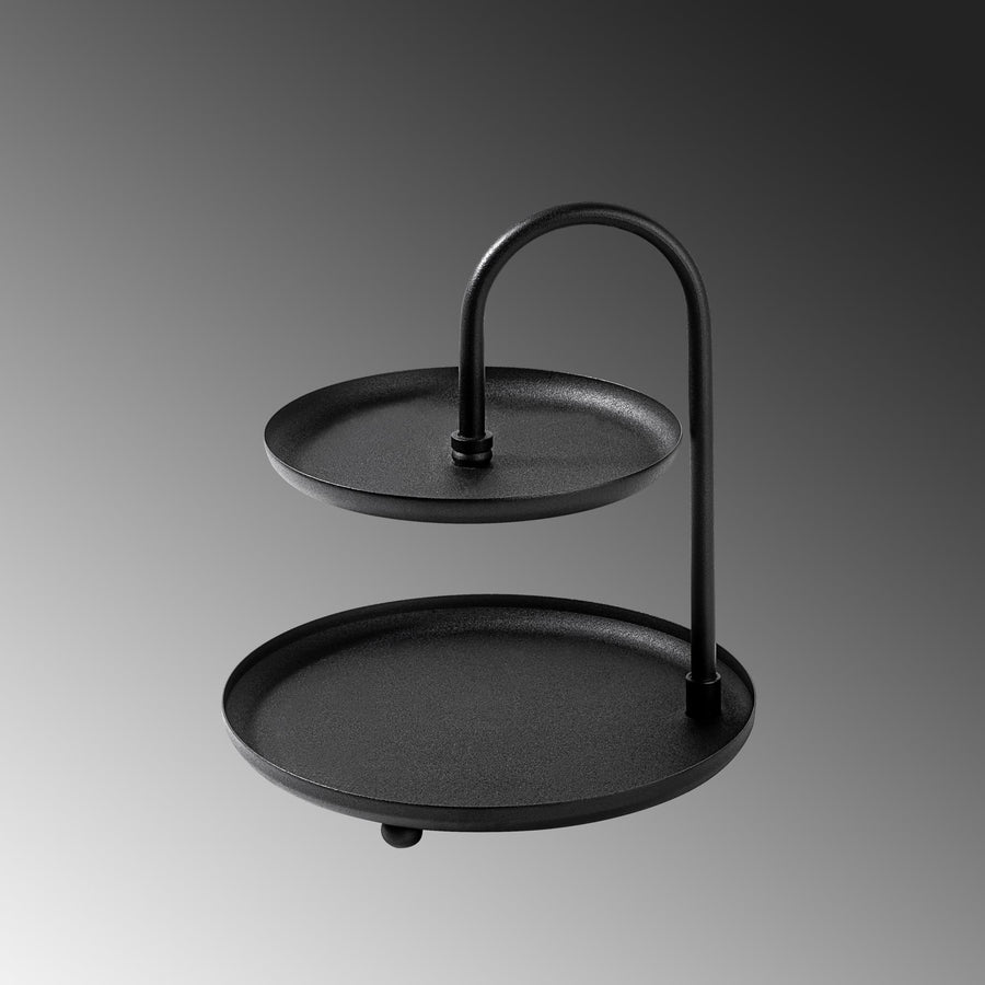 2 Katli Yuvarlak Metal Taki Standi - Siyah