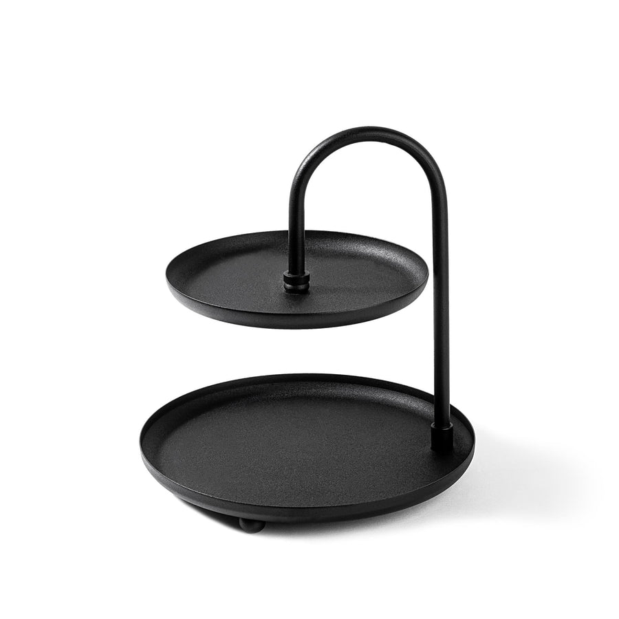 2 Katli Yuvarlak Metal Taki Standi - Siyah