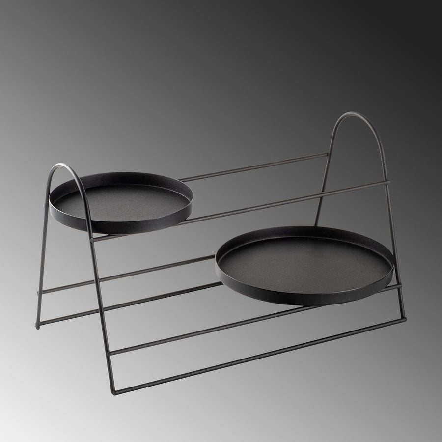 Siyah Metal 2 Tepsi Katli Banyo Duzenleyici Standi - Siyah