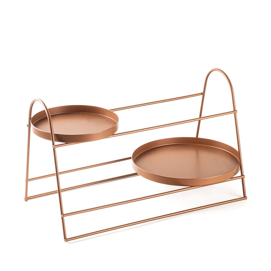 Terracotta Metal 2 Katlı Tepsi Masa Standi - Turuncu