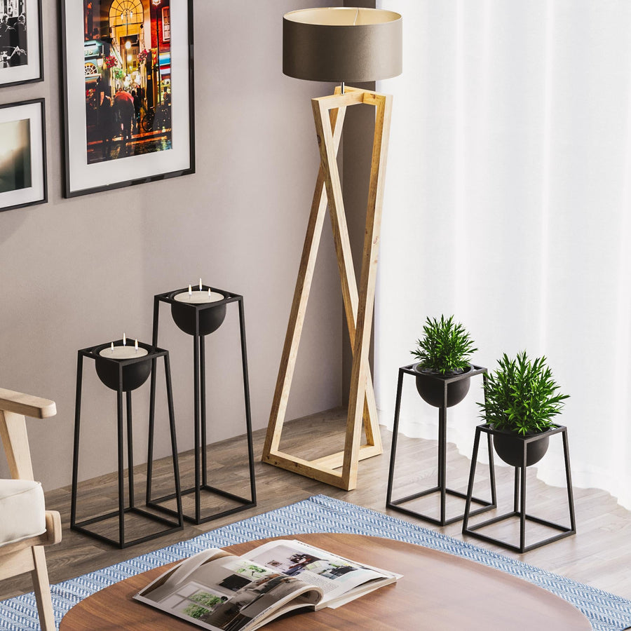 Siyah Metal Saksılık 4'lü Set - Siyah