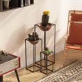 Siyah-Bakır Metal Saksılık 3'lü Set - Siyah
