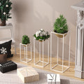 Beyaz-Altın Metal Saksılık 3'lü Set - Beyaz