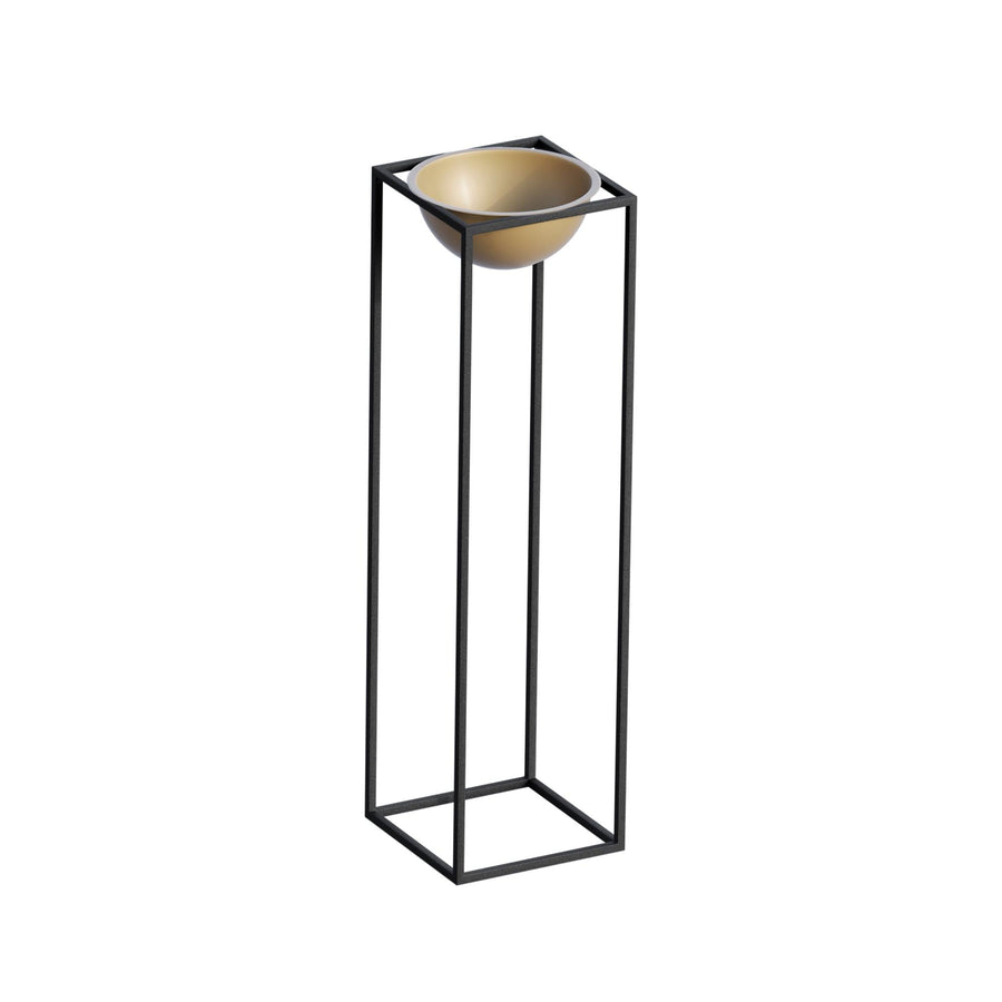 Siyah-Altın Metal Saksılık Stand - Siyah