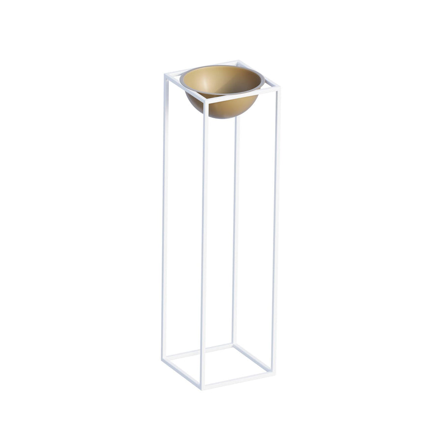 Beyaz-Altın Metal Saksılık Stand - Beyaz