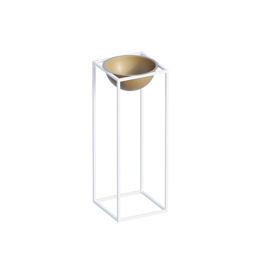 Beyaz-Altın Metal Saksılık Stand Kısa - Beyaz