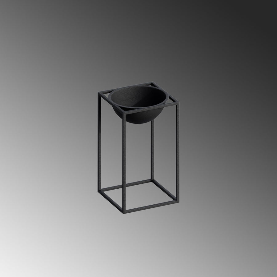 Kare Çerçeveli Metal Saksılık - Siyah