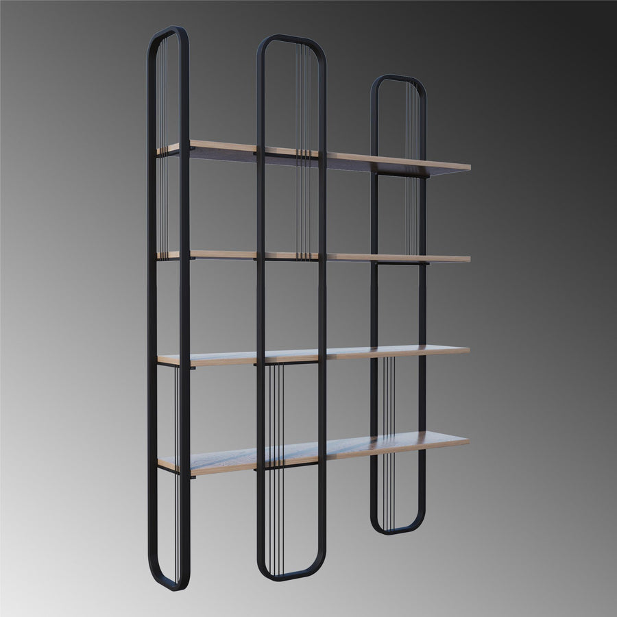 Siyah Metal Ahsap Buyuk Raf Unitesi - Siyah