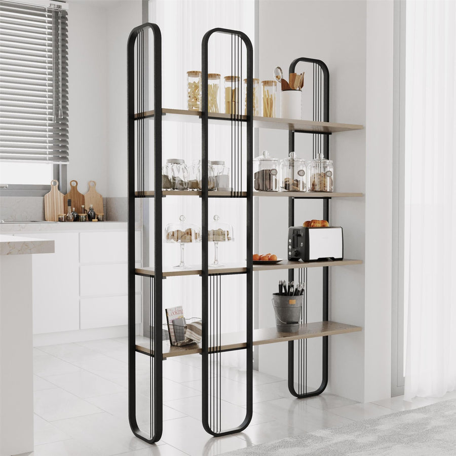 Siyah Metal Ahsap Buyuk Raf Unitesi - Siyah