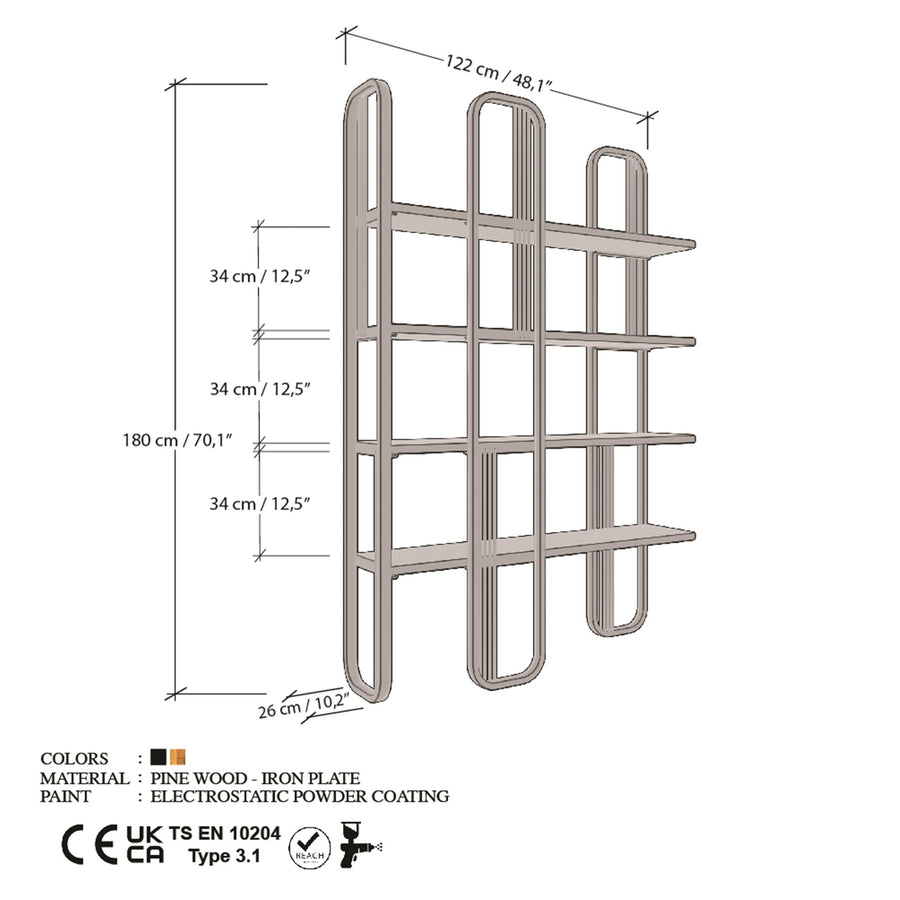 Siyah Metal Ahsap Buyuk Raf Unitesi - Siyah