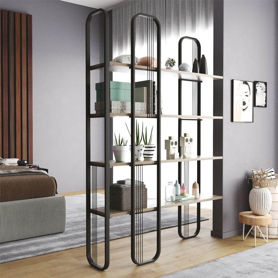 Siyah Metal Ahsap Buyuk Raf Unitesi - Siyah