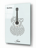 Kişiye Özel Gitar Şekilli Şarkı Sözü Cam Tablosu