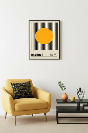 Doğal Ahşap Çerçeveli Geometrik Desenli Tablo - Canlı Tonlar | huhu1093