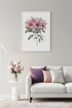 Beyaz Ahşap Çerçeveli Çiçek Desenli Tablo - Pastel Tonlar | Huhu1172